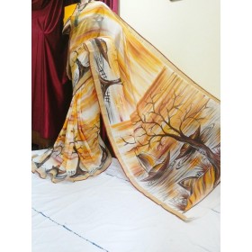 Kerala Settu Saree Hand pinted Nature